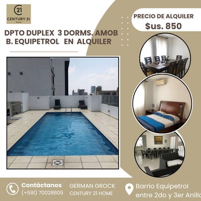 ALQUILER DPTO 3 DORM DUPLEX