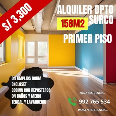 Alquilo Departamento en Surco 158M²