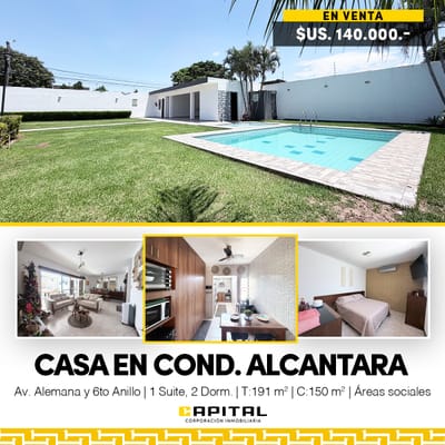 CASA EN VENTA EN COND. ALCÁNTARA - SANTA CRUZ