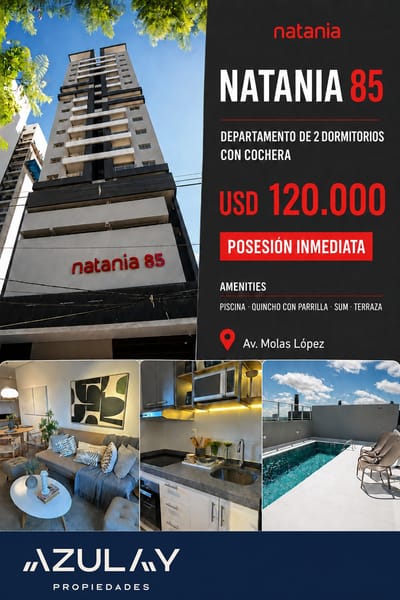 VENDO DEPARTAMENTOS DE 1 Y 2 DORMITORIOS A ESTRENAR SOBRE MOLAS LOPEZ