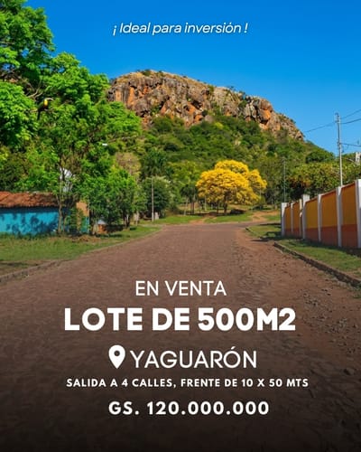 TERRENO EN VENTA EN YAGUARON 500M2 