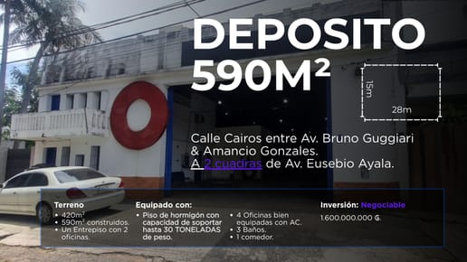 Deposito En Venta De 590m² Construidos A 2 Cuadras De Eusebio Ayala!