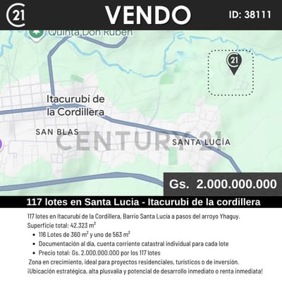 VENDO 4 HECTÁREAS EN ITACURUBI DE LA CORDILLERA 
