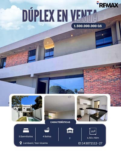 En venta Duplex A Estrenar Zona San Vicente Lambare 