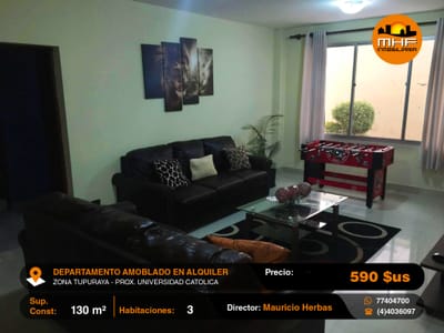 LUJOSO DEPARTAMENTO FULL AMOBLADO EN ALQUILER CONTRATO ANUAL