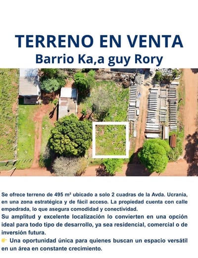 TERRENO EN VENTA a 2 cuadras de la avda Ucrania Barrio San Pedro Curupayty