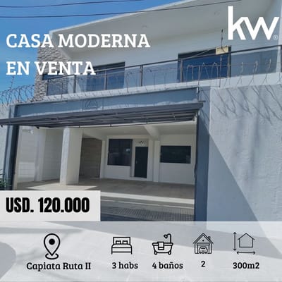 Casa Moderna de 2 plantas en venta - Capiata Ruta 2