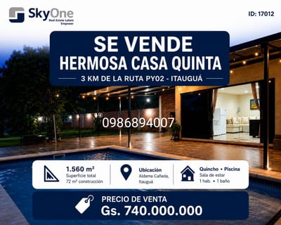 Vendo casa quinta en itaugua 
