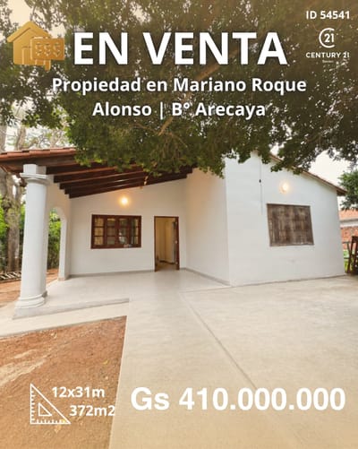 Casa de 2 habitaciones en venta en Arekaja, Mariano Roque Alonso, terreno 372