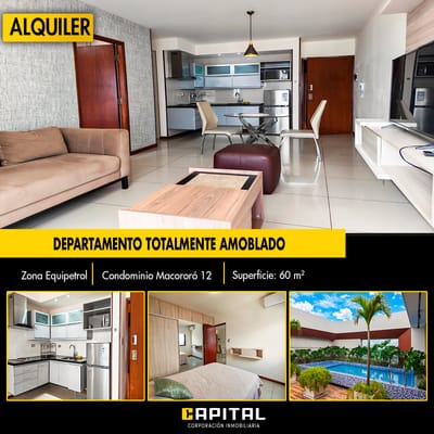 Departamento amoblado en alquiler en Equipetrol