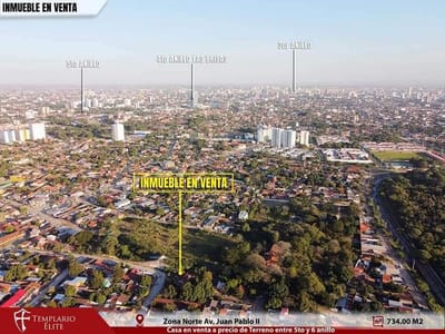 CASA TERRENO EN ANTICRETICO O VENTA EN LA ZONA NORTE 5TO Y 6TO ANILLO