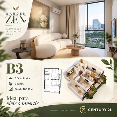PRE VENTA, 3 DORMITORIOS, GARDEN ZEN , EQUIPETROL NORTE