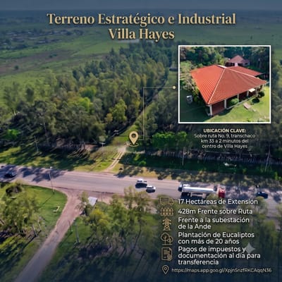 Terreno Industrial De 17 Hectáreas Con Frente Sobre Ruta En Villa Hayes