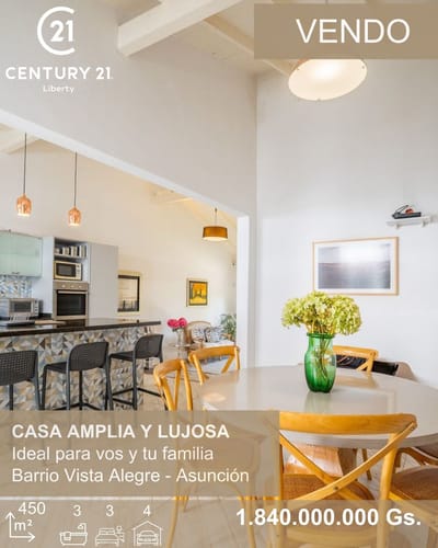 VENDO CASA EN B° VISTA ALEGRE ASUNCIÓN, 3 DORMITORIOS CON 2 EN SUITE
