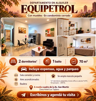 En Equipetrol Alquilo Departamento De 2 Dorm En Condominio Cerrado En Alquiler