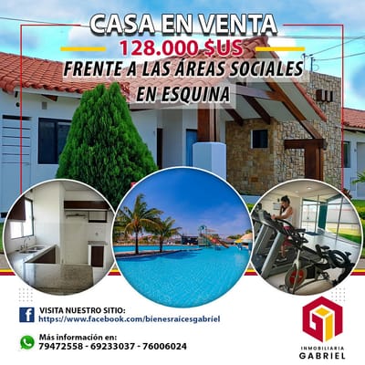 Casa en Venta es esquina y frente a las áreas sociales
