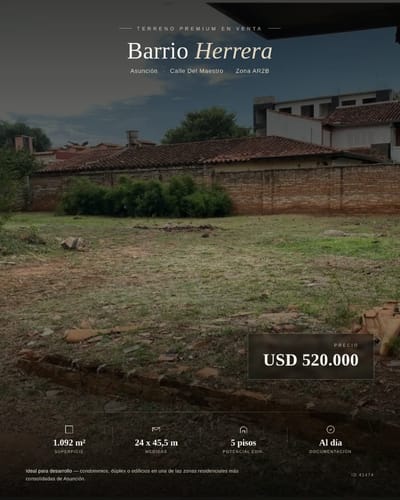 Vendo terreno en Barrio Herrera Asunción 
