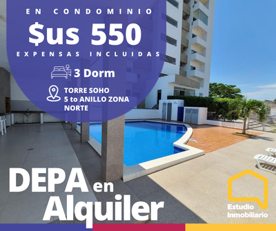 Departamento en alquiler de 148 m2 en TORRE SOHO exoensas incluidas