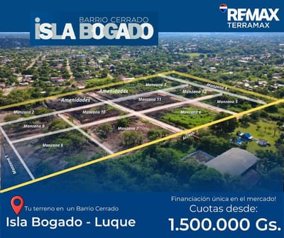TERRENO EN BARRIO CERRADO ISLA BOGADO - LUQUE