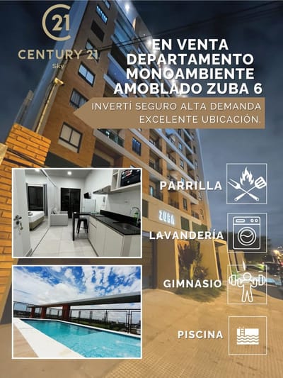 En venta departamento monoambiente amoblado Zuba 6 con renta activa