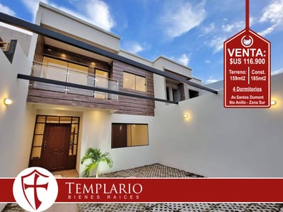 CASA EN VENTA DE 4 DORMITOTIOS - ZONA SUR - Av. Santos Dumont 6to Anillo