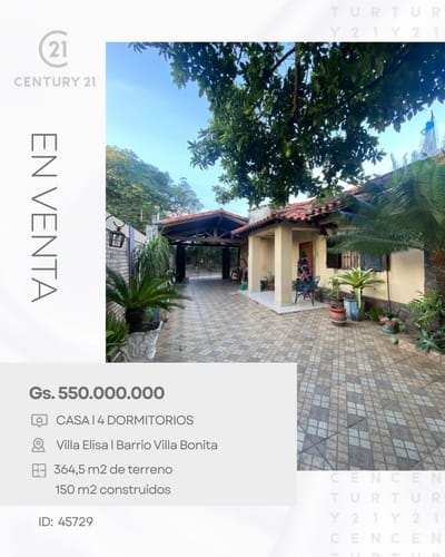 VENDO CASA DE 4 DORMITORIOS EN VILLA ELISA – BARRIO VILLA BONITA