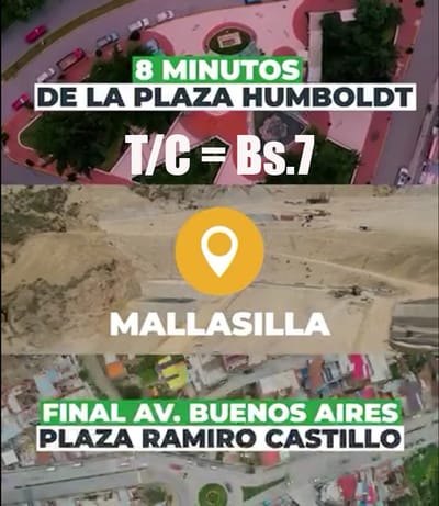 MALLASILLA TERRENO 300 mtrs t/c Bs.7