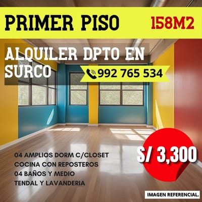 Alquilo Departamento en Surco 158M²