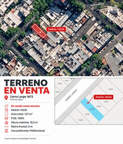 Venta terreno en Cordón