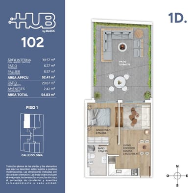 Patio 1 dorm en Hub Cordon con Amenities 2027