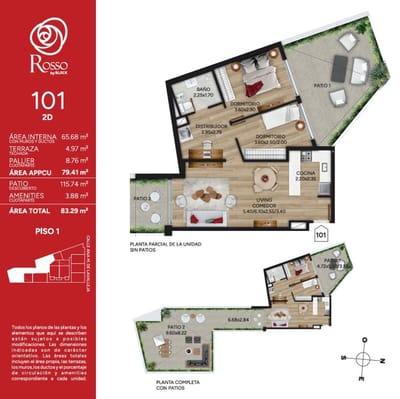 Venta Apartamento 2 Dorm Con Patio Rosso Marzo2028