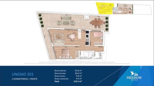 VENTA 2 DORMITORIOS TERRAZA POCITOS  POZO