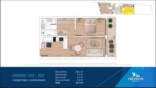 VENTA 1 DORMITORIO TERRAZA POCITOS  POZO