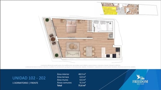 VENTA 1 DORMITORIO TERRAZA POCITOS   POZO
