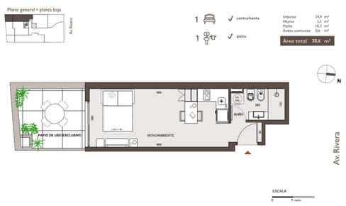 VENTA APARTAMENTO MONOAMBIENTE CON PATIO MALVIN