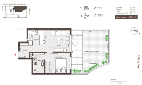 VENTA APARTAMENTO 1 DORMITORIO CON PATIO