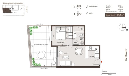 VENTA APARTAMENTO 1 DORMITORIO CON PATIO MALVIN