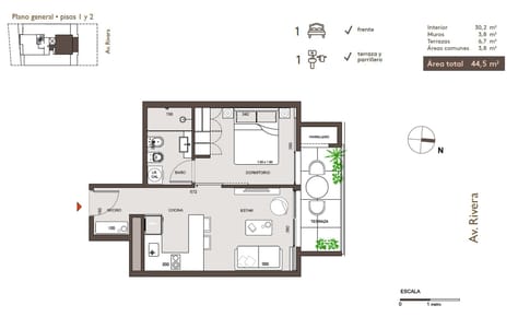 VENTA APARTAMENTO 1 DORMITORIO CON TERRAZA MALVIN
