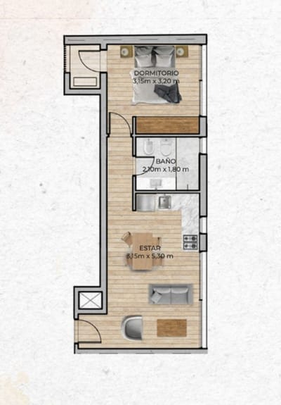 VENTA Apartamento CENTRO 1 dormitorio con balcón