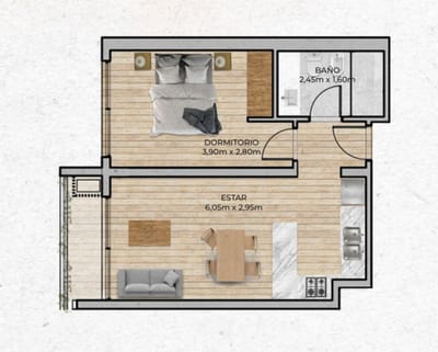 VENTA Apartamento CENTRO 1 dormitorio con balcón