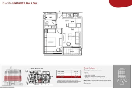 Venta apartamento 1 dormitorio en Vivo Life Centro
