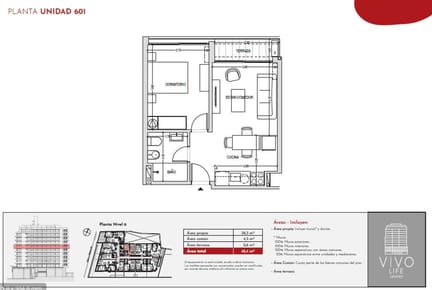 Venta apartamento 1 dormitorio en Vivo Life Centro