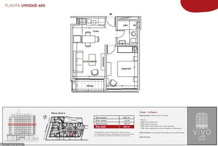 Venta apartamento 1 dormitorio Vivo Life Centro