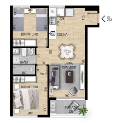 VENTA APARTAMENTO DOS DORMITORIO EN POZO EN PRADO