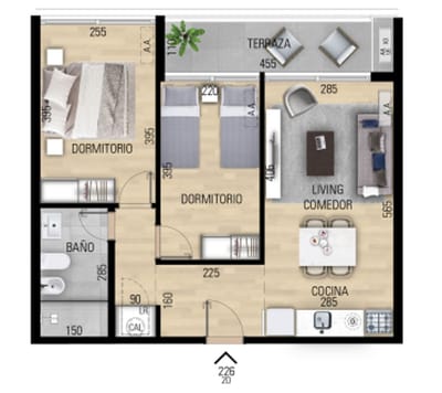 VENTA APARTAMENTO DOS DORMITORIO EN POZO EN PRADO