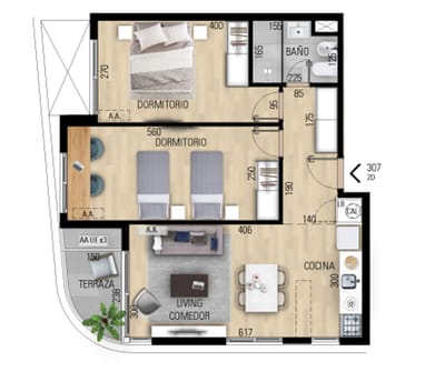 VENTA APARTAMENTO DOS DORMITORIO EN POZO EN PRADO