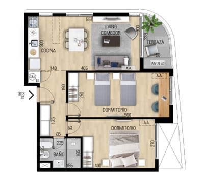 VENTA APARTAMENTO DOS DORMITORIO EN POZO EN PRADO