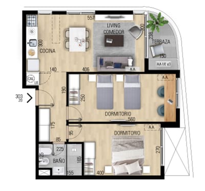 VENTA APARTAMENTO DOS DORMITORIO EN POZO EN PRADO