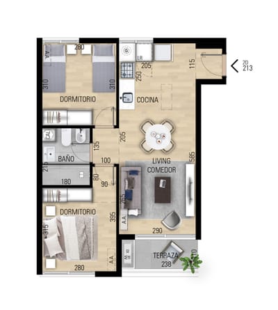 VENTA APARTAMENTO 2 DORMITORIOS EN POZO EN PRADO