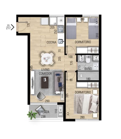 VENTA APARTAMENTO 2 DORMITORIOS EN POZO EN PRADO
